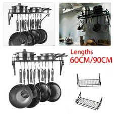 Kitchen Iron Hanging Pot Pan Rack Wall Mount Storage Shelf Saucepan Holder Rack