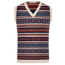 MENS FAIRISLE JUMPER TANKTOP KNITTED SLEEVELESS VEST RETRO VINTAGE KNIT SWEATER