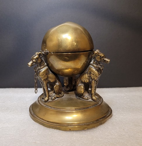 Antique brass greyhound globe - antique,