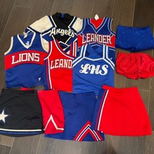Lot Cheerleading Cheer Uniforms Costumes Cheerleader Blue Red Varsity 11 Pieces