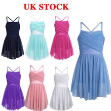 UK Kids Girls Lyrical Ballet Dress Gymnastics Leotard Dance Tutu Skirt Dancewear