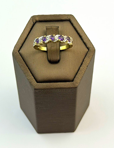 Amethyst and diamond 9ct gold