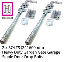 2 x 24" HEAVY DUTY STABLE DROP BOLT DOOR GATE GARAGE SHED SLIDING PADBOLT GALV