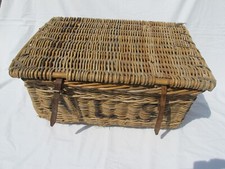 Vintage Large Wicker / Cane ALS Industrial Laundry Linen Basket / Trunk / Chest
