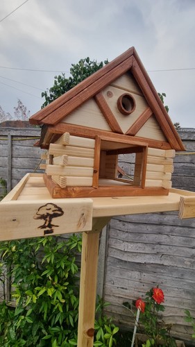 Handmade wooden bird feeder - bird,