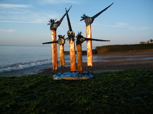 Seabird sculpture sea metal - sculpture, [sea