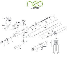 Ricambi Iwata per aerografo NEO HP CN, BCN - SCEGLI IL RICAMBIO