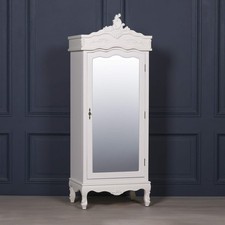 French White Single Door Armoire Mirrored Château chic wardrobe