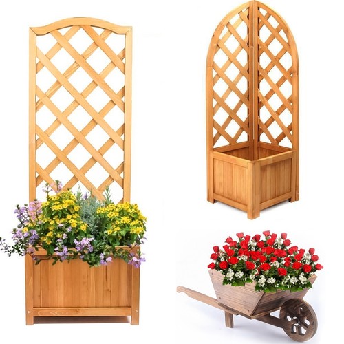 Wooden garden wheel barrow - wooden,