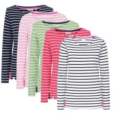 Lazy Jacks Womens LJ97 Striped Breton Top Red White Sky Blue Sizes UK8 To UK 20