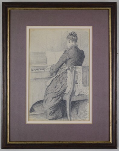 Lady playing reed organ - lady,