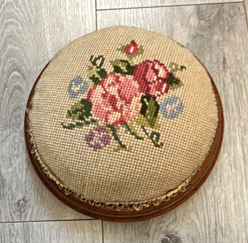 Round floral needlepoint - floral,
