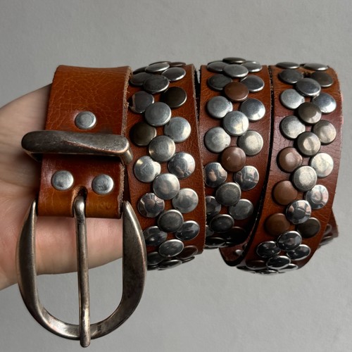 Studded leather belt - studded,