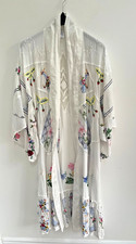 FillyBoo Maxi Midi Kaftan Dress White Embroidered Wrap Wrapover M / 12-14-16
