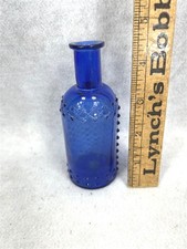 antique poison bottle cobalt blue hobnail/crosshatch 4.5 tall original vy good 
