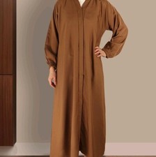 Simple Beige Cuffed long sleeves abaya, button infront, 56 size, UK large