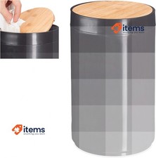 Relaxdays Sanitary Bin, Bamboo Swing Lid, Modern Black