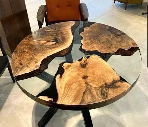 Live edge table round epoxy - live,