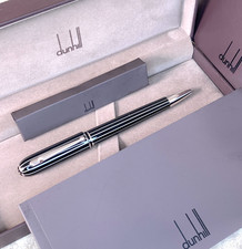 Dunhill Ballpoint Pen Sidecar Pin Stripe Black Lacquer Palladium Finish w/Box