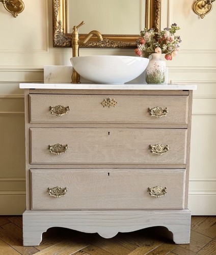 Vintage oak vanity sink unit - oak,