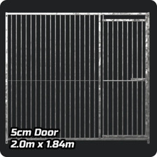 Dog Run Panel 2.0 x 1.84m - Right Door 5cm Gap - Heavy-Duty Galvanised