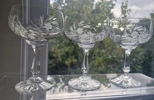 Set of 3  Vintage Star of David Crystal Champagne Saucers/Cocktail Glasses