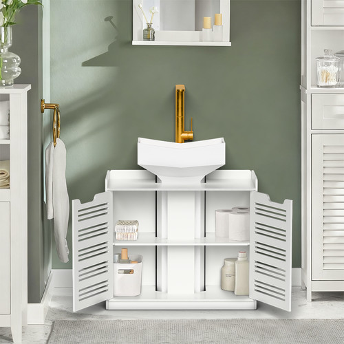 White double door under - under, sink