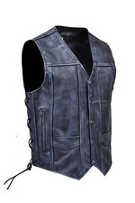 Skates Sports Custom Men Side Laces Real Leather waistcoat Motorcycle Biker Vest