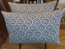 JANE CHURCHILL - HUGE PAIR - 24 x 16”  ELPHIN FABRIC in Indigo Cushion Covers