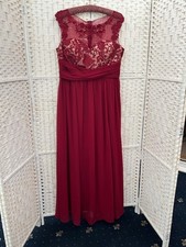 Ever Pretty  deep red gold lined prom Bridesmaid formal Dress Elegant size 14