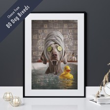 Funny Dog in Bath Print –