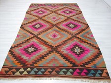 Hand Woven Colorful Kilim Turkish Wool Area Rug Large Oriental Tribal Rug Carpet