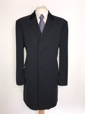 CHARLES TYRWHITT - Mens Long DARK BLUE COVERT WOOL COAT - 42 Reg - BEAUTIFUL