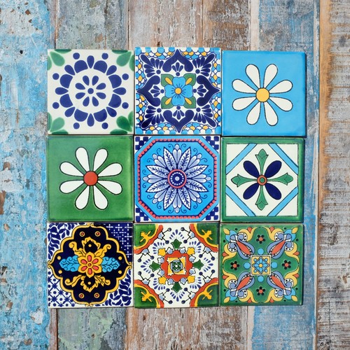 Mexican tiles large agua9 mix - large,