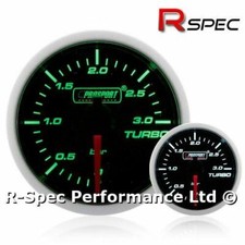 52mm Prosport Super Green White Turbo Diesel 3 Bar Boost Gauge Kit - TDI DIESEL