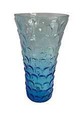 Vintage Ombre Mid Century Creation Vimax Blue Glass Petal Design Vase 10" ~Italy