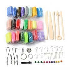 Polymer Clay Jewellery Making Kit - 24 Colours, Findings, And Tools