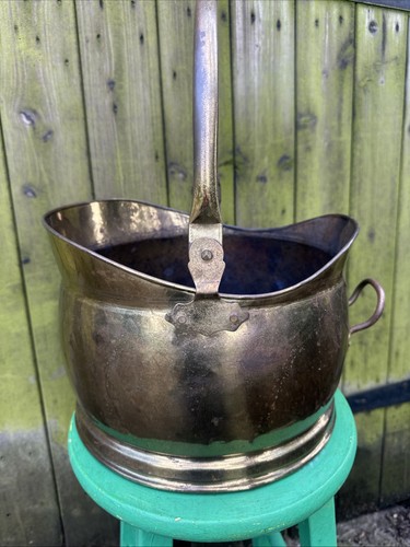 Vintage brass coal skuttle - vintage,