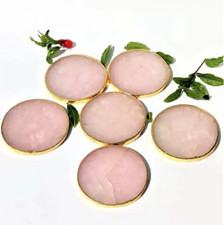Natural Rose Quartz Coaster | Gold Electroplated Coaster Home Decor Table Ware