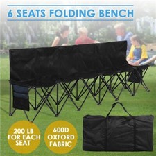 6-Seat Outdoor Portable Folding Bench Football Team/Garden/Picnic/Camping Black