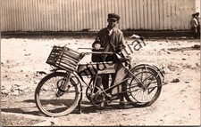 Real Photo Motorcycle Excelsior AutoCycle w/ African American Boy TX RPPC U124
