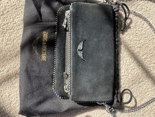 Zadig & Voltaire Rock Clutch Bag In Black With Silver Chain- RRP £199