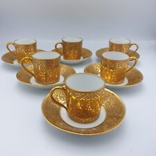 6 coffee cups Limoges porcelain Bernardaud arabesque gold decor 1920 No. 2