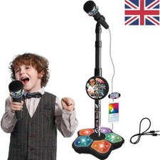 NEW Kids Electric Microphone Adjustable Stand Karaoke Machine Lights Girls Boys
