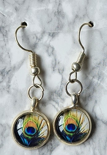 Handmade peacock feather eye - feather,