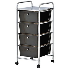 VonHaus 4 Drawer Mobile Storage Trolley for Home Office or Beauty Salon Black