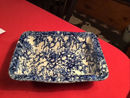19th blue white spongeware - blue, &