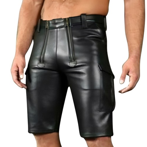 Mens real leather black cargo - leather,