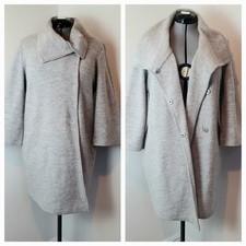 PAUL COSTELLOE 100% Wool Size 18 Collared Pocket Relaxed Coatigan-Excellent Cond