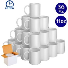 Sublimation Mugs 11oz 36 White Large Handle Coated Heat Press with GIFT BOXES!!
